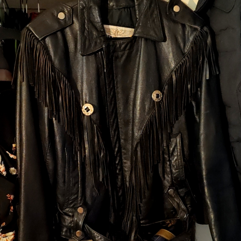 Genuine leather biker jacket